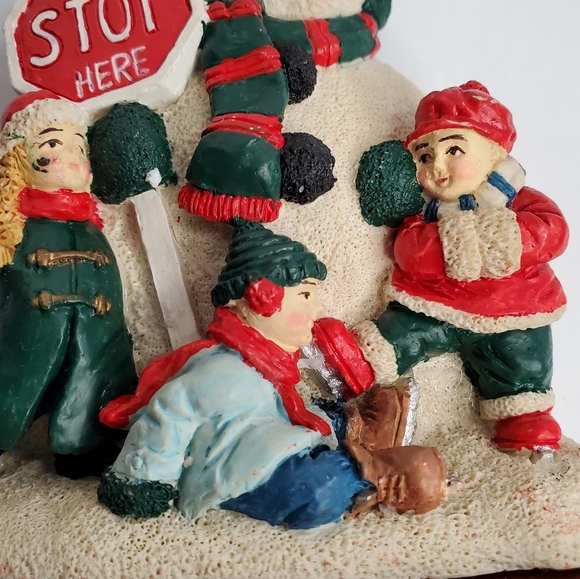 New Creative Enterprise  Vintage (1993) Snowman Crossing Guard Stocking Hanger - Picture 5 of 7